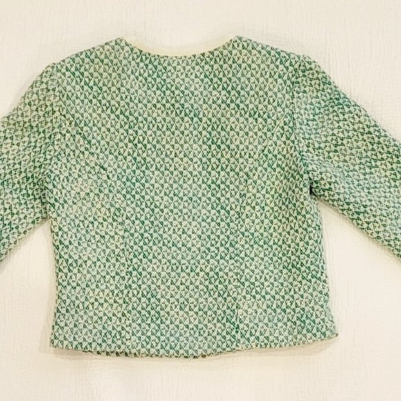 Size 2: CAbi Clover Green Tweed Jacket Style 726 - Picture 3 of 5